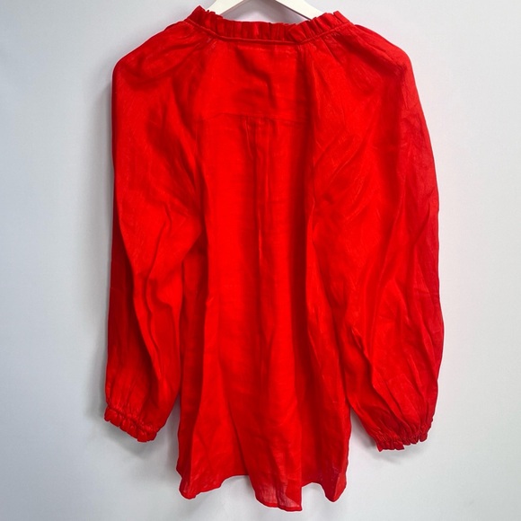 NWT! Anthropologie Maeve LINEN The Audie Puff-Sleeve Oversized Top Shirt M - Picture 12 of 15